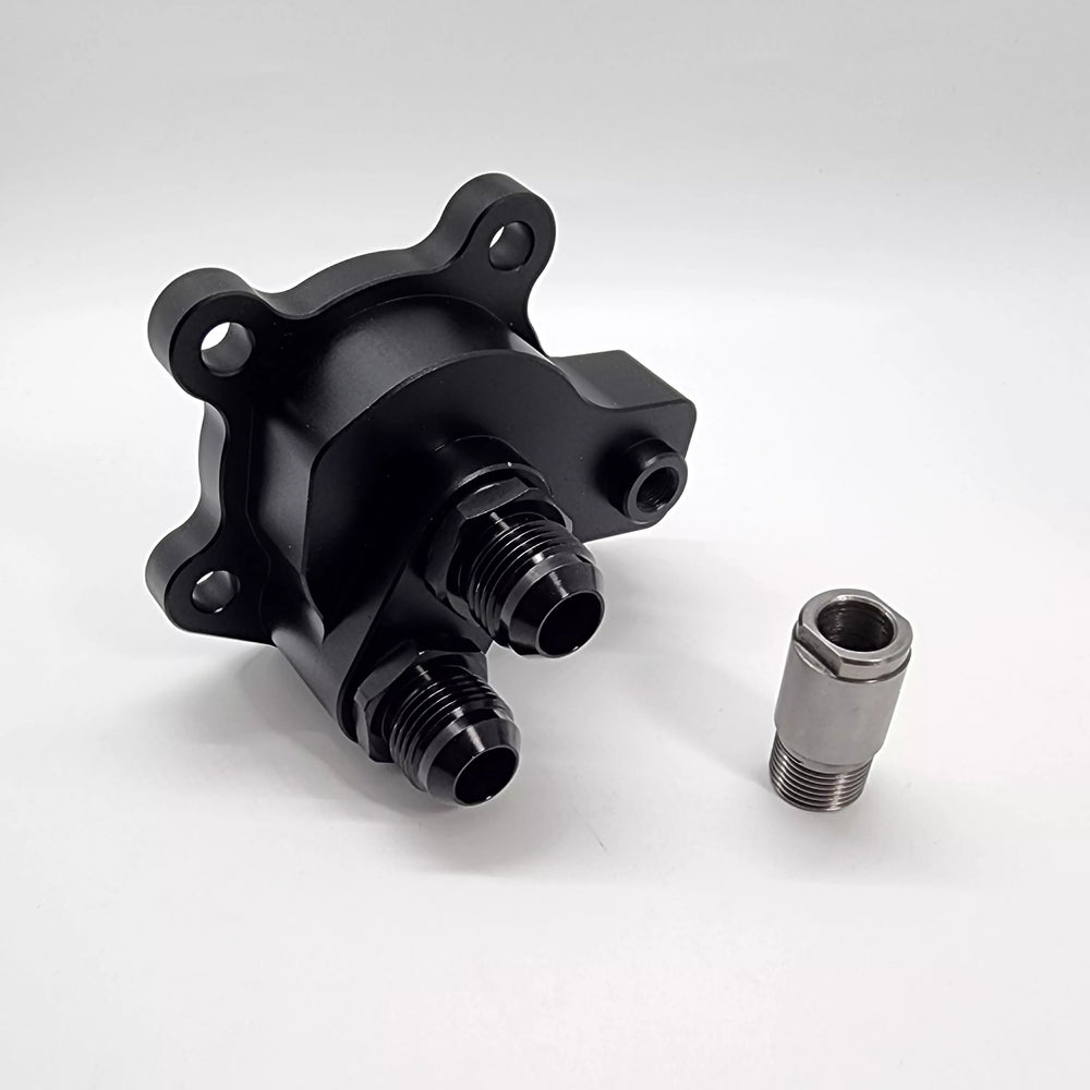 
                  
                    Load image into Gallery viewer, Nissan RB Billet Oil Cooler Outlet Engine Boost Doc   
                  
                